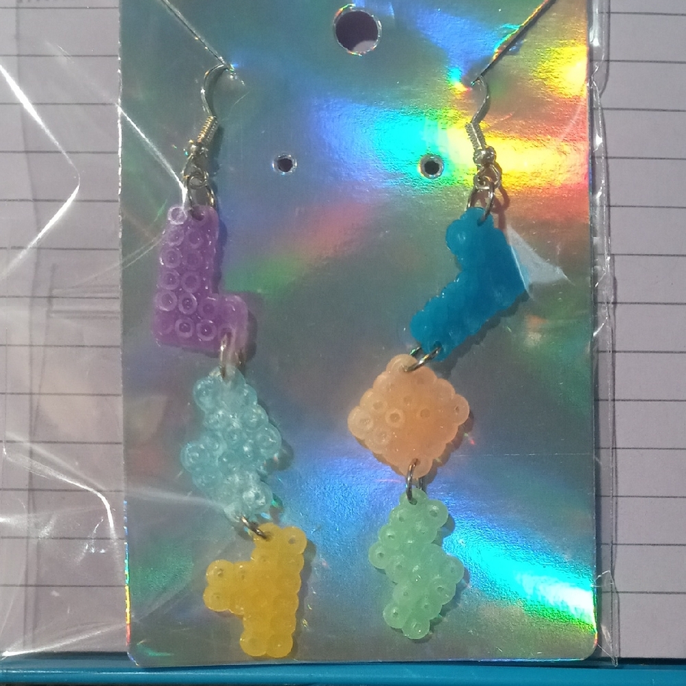 Colorful Geometric Earrings Tetris